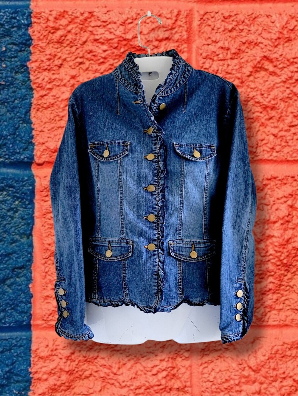 Style & Co | NWOT Blue Denim Ruffle Trim Jacket (SIZE MP)